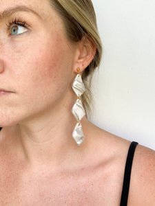 Draped Pearl Polymer Clay Earrings